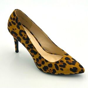 Bamboo Animal Print High‎ Heel Pumps Size 8.5M Vegan Suede Leopard Twee EUC
